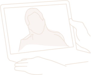 Laptop with silhouette of person